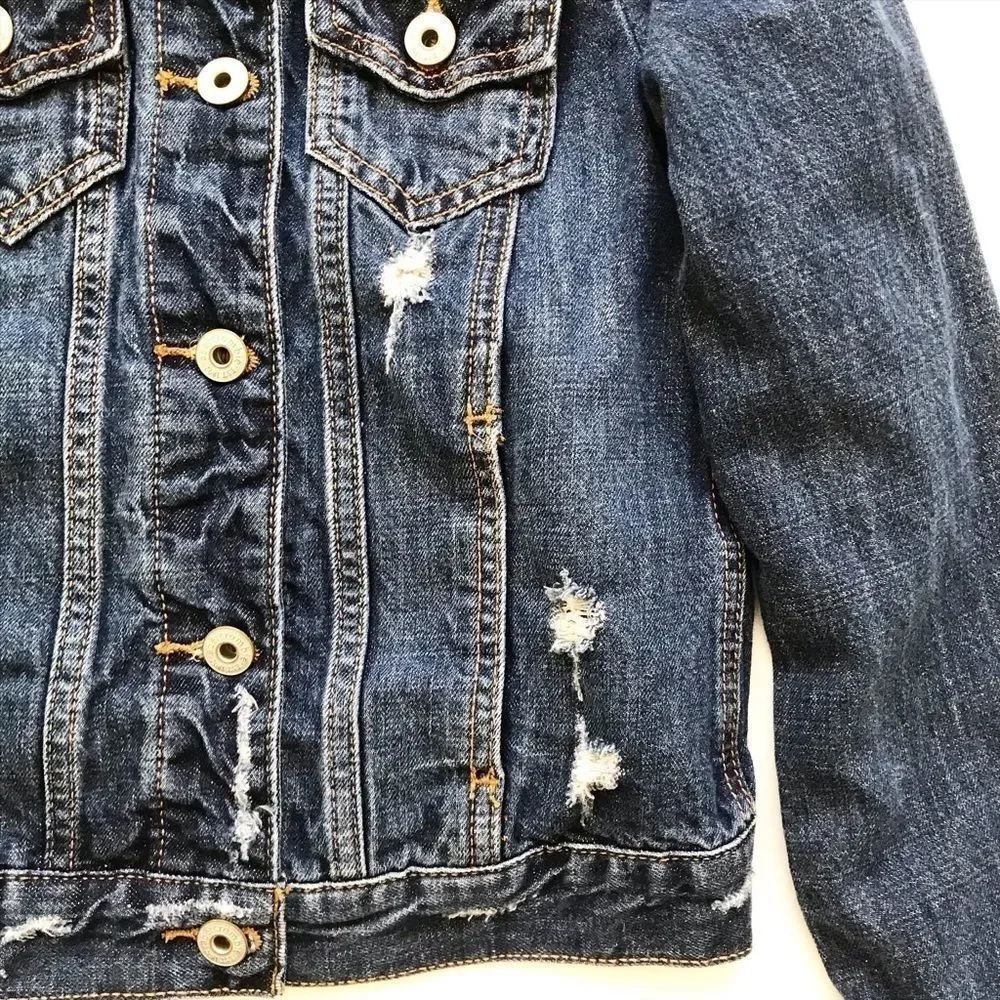 Abercrombie kids distressed denim jacket EUC 9-10Y - Picture 3 of 5